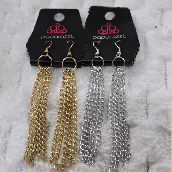 P925P300Paparazzi Long Gold Drop Style Earring - Picture 3 of 4